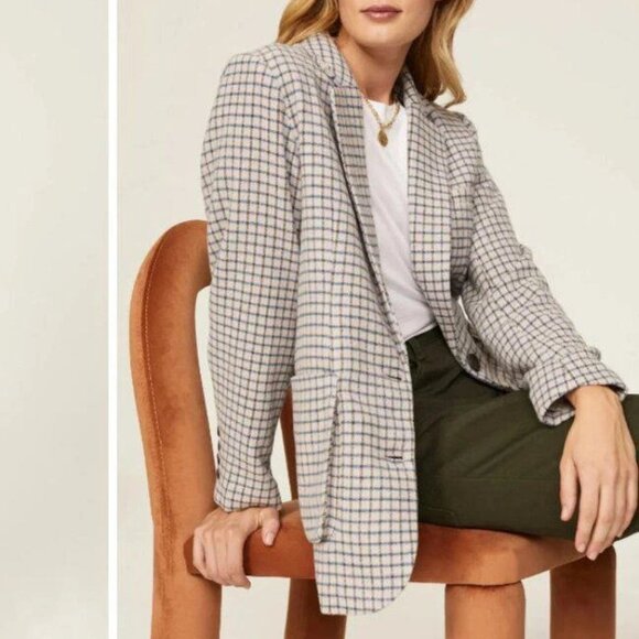 Rails Checkered Blazer in Navy and Cream - Picture 3 of 8